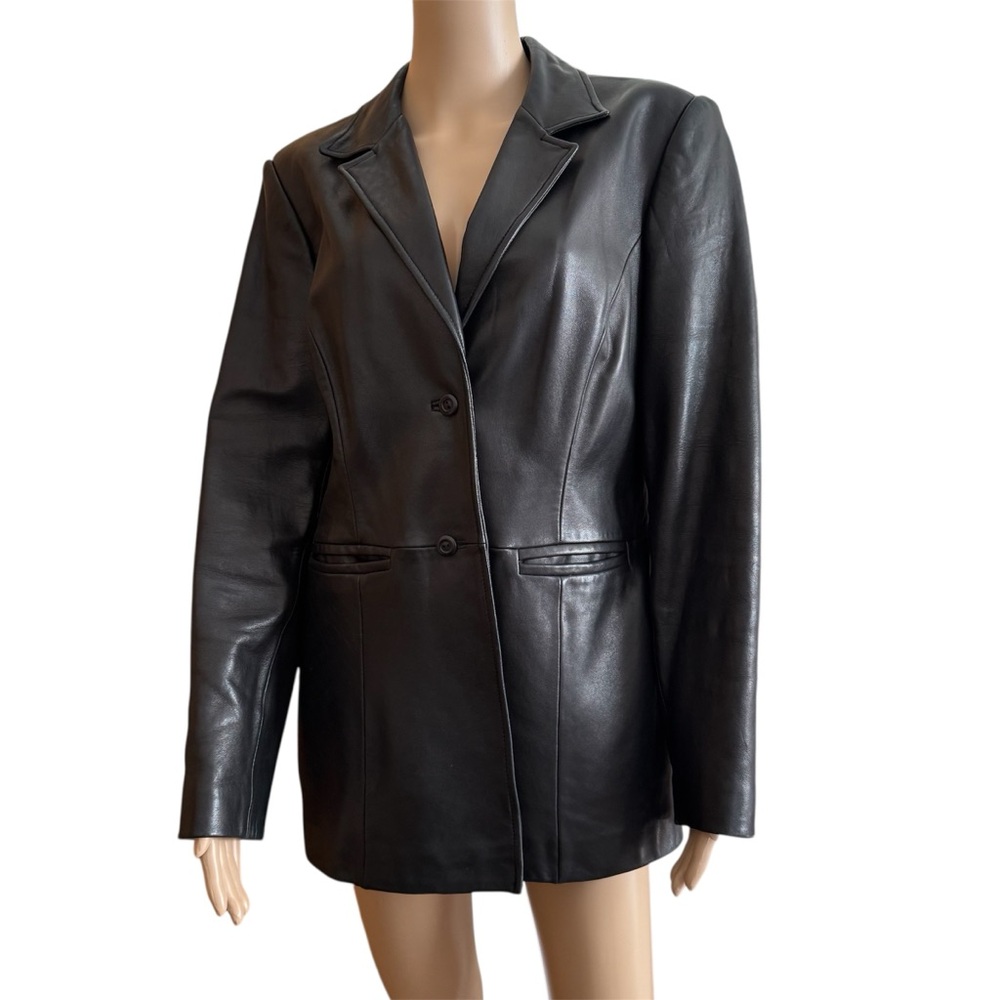 Classiques Entier Nordstrom Black Lambskin Leather Blazer Jacket NWOT